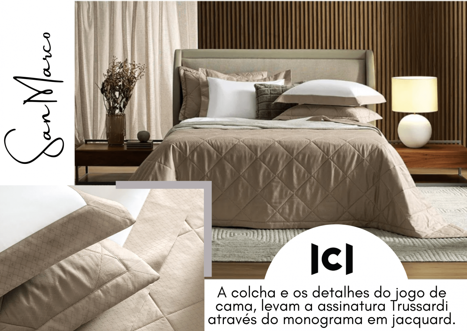 Jogo de Colcha Queen 400 Fios San Marco Trussardi Marinho LCL Home